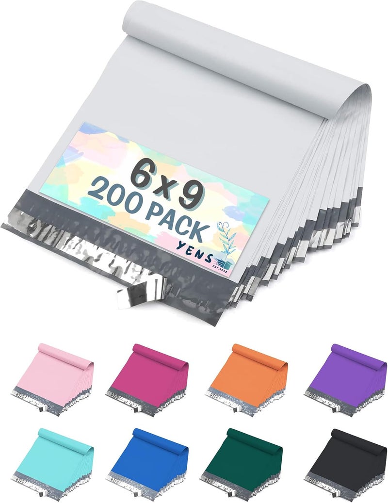 Yens Poly Mailers 6X9 200 Pack White,Strong Self Seal Adhesive Shipping Envelopes Waterproof for Shipping, Mailing, Packaging M1 - Image 1